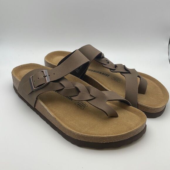 CUSHIONAIRE Women's Cork footbed Sandal SIZE 7.5 WIDE BROWN - Picture 1 of 7